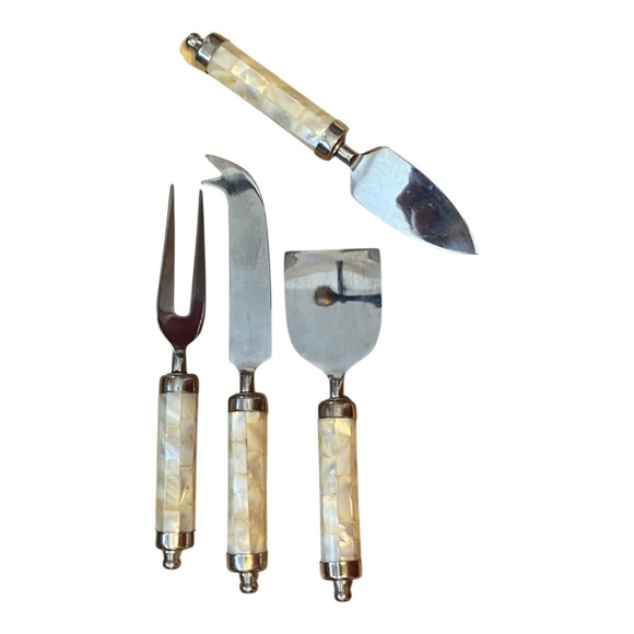 Vintage mother of pearl cheese set (4 pce) - Picture 5 of 16